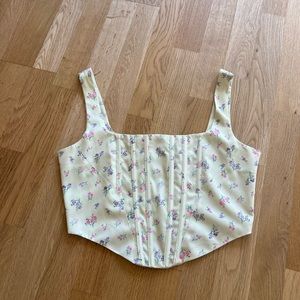 Amazon Yellow Floral Corset Top - Size Medium *Brand New*